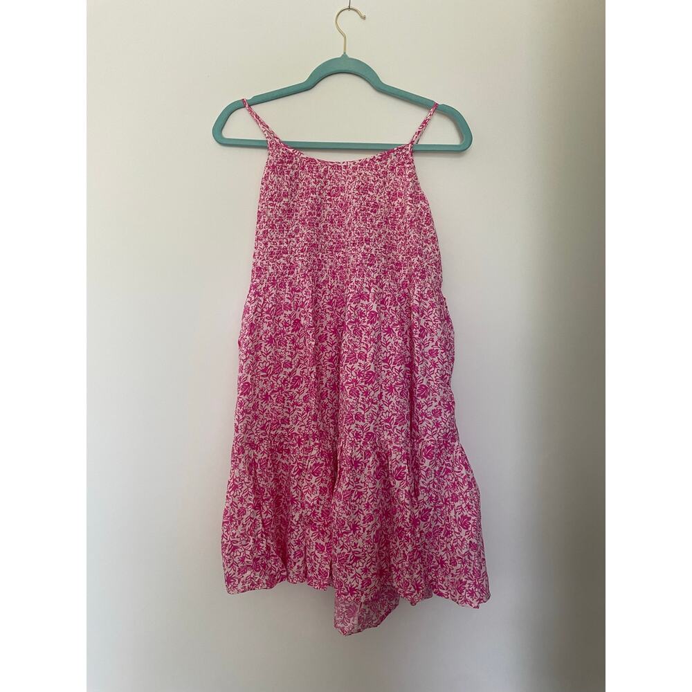 GAP Pink Smocked Tiered Floral Spring Summer Girly Mini Dress Size XL